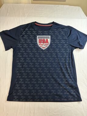 USA Soccer Stars & Stripes Performance T Shirt Mens Large Navy USSF Soccer